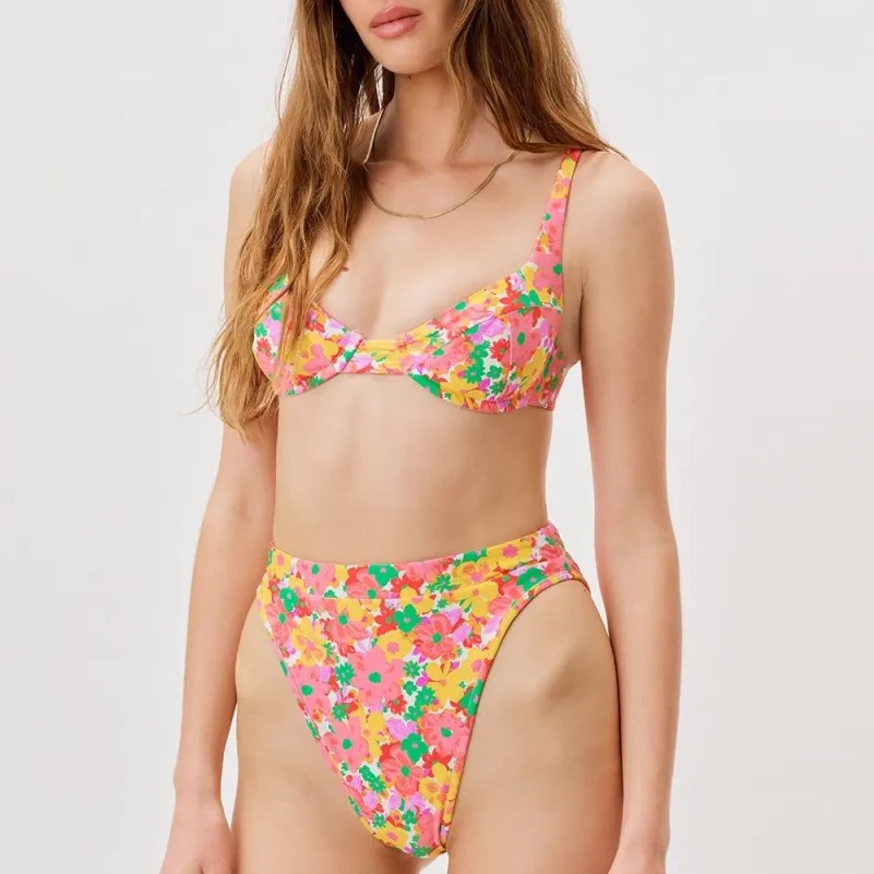 New For Love And Lemons Zinnia Bikini Set / Floral / Xxs